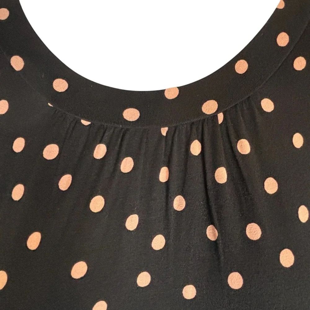 NWT Boden Black Pink Polka Dot Knit Dress‎ 3/4 Sleeve Fit Flare